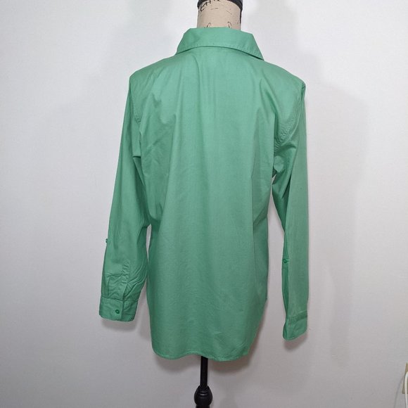 NWOT Christopher & Banks Solid Green Shirt Collared Top Button Womens Size M - Picture 4 of 7